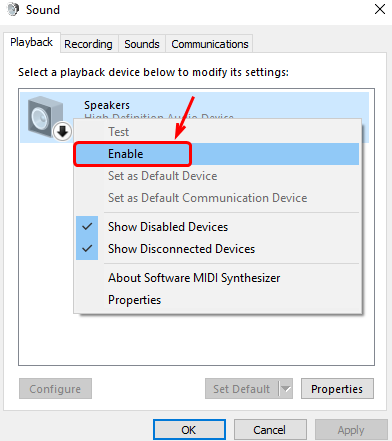 Windows 10 Sound Set Default Greyed Out